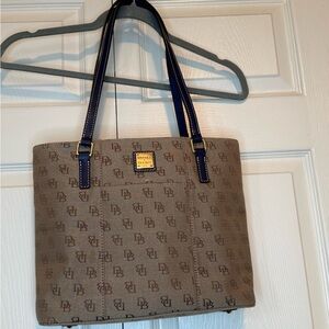 Dooney & Bourke Tan Tote with Navy Accents